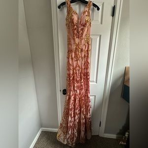 Orange & gold sequin prom dress!